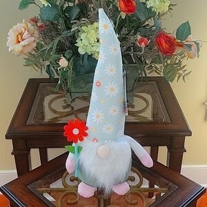 NWT Spring Gnome 20" Tall Mint Green Hat w/ Flowers Orange Flower in Hand